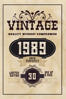 Vintage Journal: 30th Birthday Gifts For Him. Blank Lined Paperback Notebook. Original And Funny Present For Any 30 Year Old Men.