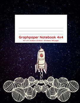 Paperback Graphpaper Notebook 4x4: Rocket blasting into space design 100 pages of graph paper with bigger squares for younger students Book