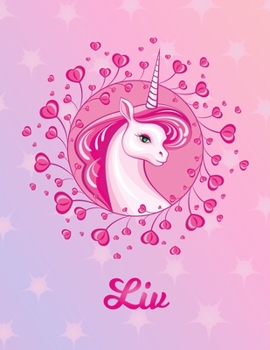 Liv: Unicorn Large Blank Primary Sketchbook Paper | Pink Purple Magical Horse Personalized Letter L Initial Custom First Name Cover | Drawing Sketch ... | Art Sketch Book| Create & Learn to Draw