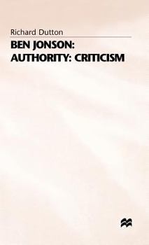 Hardcover Ben Jonson: Authority: Criticism Book