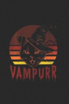 Vampurr: Black Cat Halloween Vampurr Funny Vampire Cat Vintage Retro Journal/Notebook Blank Lined Ruled 6x9 100 Pages