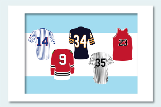 Poster Legends of Chicago Sports Jersey Collection Art Print11x14 Book