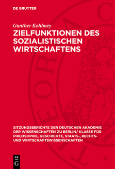 Zielfunktionen Des Sozialistischen Wirtschaftens