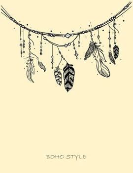 Boho style: Feather on white on yellow cover and Dot Graph Line Sketch pages, Extra large (8.5 x 11) inches, 110 pages, White paper, Sketch, Draw and Paint