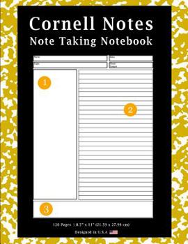 Paperback Cornell Notes Note Taking Notebook: School Marble Yellow -Note Taking With Cornell Notes System, Notebook For Home, Office & School [Classic] Book