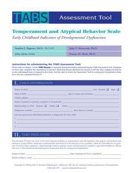 Loose Leaf Temperament and Atypical Behavior Scale (Tabs) Assessment Tool: Early Childhood Indicators of Developmental Dysfunction Book