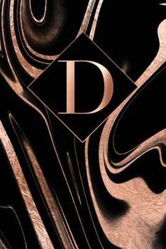 Paperback D: Letter D Journal, Rose Gold Swirls on Black, Personalized Notebook Monogram Initial, 6 X 9 Book