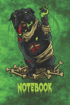 Paperback Notebook: Zombie Bulldog Halloween Themed 120 Page 6" x 9" Notebook Journal Book