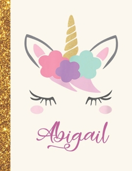 Abigail: Abigail Unicorn Personalized Black Paper SketchBook for Girls and Kids to Drawing and Sketching Doodle Taking Note Marble Size 8.5 x 11