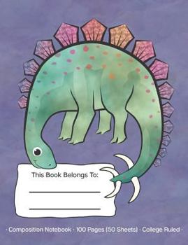 Paperback Composition Notebook: Dinosaur Stegosaurus Purple Background; College Ruled Pages Book