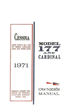 Paperback Cessna 177 1971 Cardinal Owner's Manual: Pilot Operating Handbook (POH) / Aircraft Flight Manual (AFM) Book