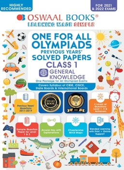 Paperback One for All Olympiad Previous Years' Solved Papers, Class-1 General Knowledge Book (For 2022 Exam) Book