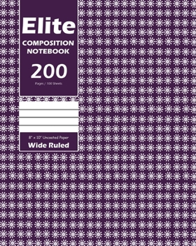 Paperback Elite Composition Notebook, Wide Ruled 8 x 10 Inch, Large 100 Sheet, Purple Cover Book