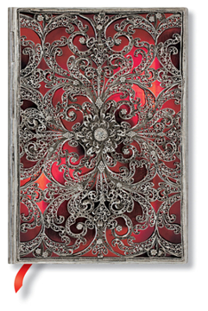 Misc. Garnet MIDI Lined Softcover Journal, 176pg, 100gsm by Paperblanks (Silver Filigree Collection) Book