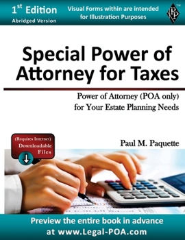 Paperback Special Power of Attorney for Taxes: Fillable Power of Attorney (POA Only) For Your Estate Planning Needs Book