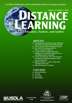Paperback Distance Learning Vol 15 Issue 1 Book
