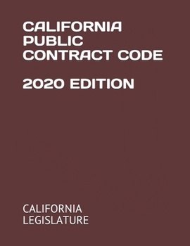 Paperback California Public Contract Code 2020 Edition Book