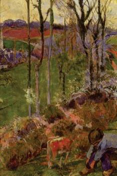 Petit Breton Arranging His Shoe or Landscape at Pont Aven Brittany by Paul Gau