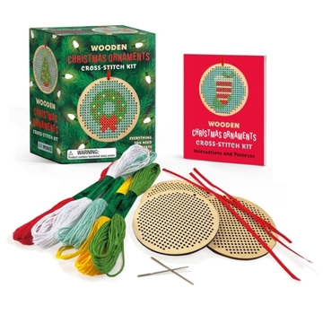 Paperback Wooden Christmas Ornaments Cross-Stitch Kit: Everything You Need to Create 3 Keepsakes Book