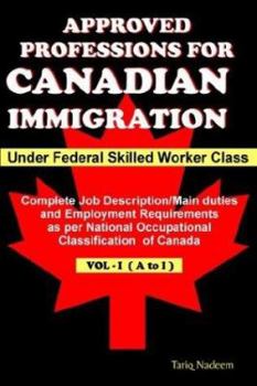 Paperback Approved Professions for Canadian Immigration Vol-I Book