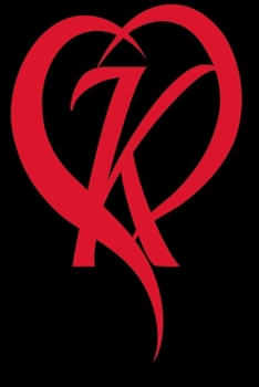 Monogram Initial Letter K Adorable Heart Red and Black:: In My Heart letter initial Personalized Name Letter K, Cute funny gift for  Girlfriend ... for Home School College  for Writing Notes.