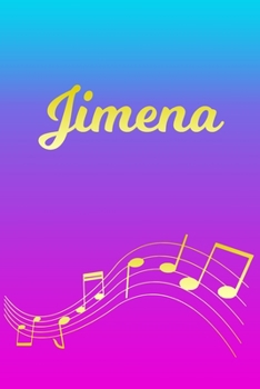 Paperback Jimena: Sheet Music Note Manuscript Notebook Paper - Pink Blue Gold Personalized Letter J Initial Custom First Name Cover - Mu Book