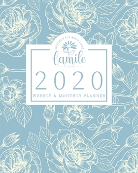 Paperback 2020 Planner Weekly & Monthly Planner - Creating A Life Worth Living Camile Planners: Blue Roses Line Art Jan 1, 2020 - Dec 31, 2020 - Large Writing C Book