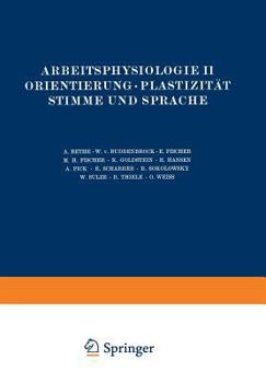 Paperback Arbeitsphysiologie II Orientierung - Plastizität Stimme Und Sprache [German] Book