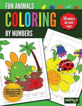 Paperback Fun Animals Coloring By Numbers: 50 Animals One-Sided Pages Book