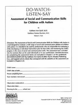 Paperback The Assessment of Social and Communication Skills for Children with Autism Book