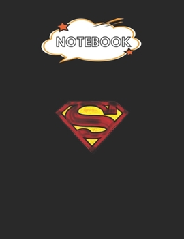 Paperback Notebook: Superman Charcoal Shield Blank Comic Notebook for Kids Marble Size Blank Journal Composition Blank Pages Rule College Book