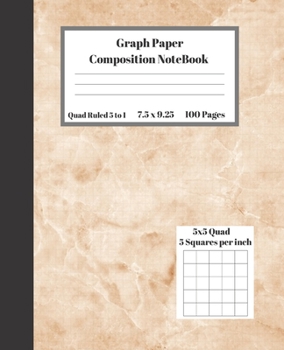 Paperback Graph Composition Notebook 5 Squares per inch 5x5 Quad Ruled 5 to 1 100 Sheets: Cute Mixed Dark Blue gift grid squared paper Back To School Notebook G Book