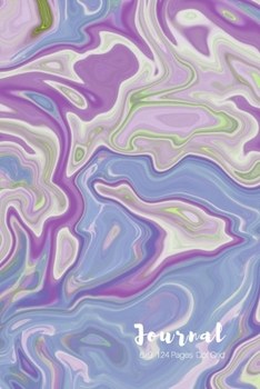JOURNAL: DOT GRID JOURNAL- 6 X 9 - 120 Pages - Bullet Style Journal - Beautiful Marble Swirl Art Design In A Shades Of Blue Lilac Green and White In A Matte Finish Cover