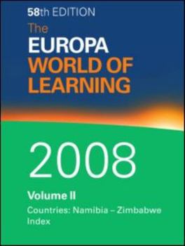 Hardcover The Europa World of Learning 2008 Volume 2 Book