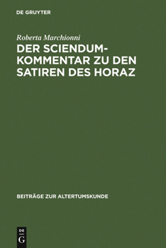 Hardcover Der Sciendum-Kommentar Zu Den Satiren Des Horaz [German] Book