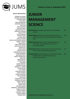 Paperback Junior Management Science, Volume 4, Issue 3, September 2019 [German] Book