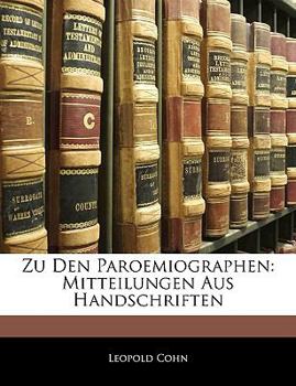 Paperback Zu Den Paroemiographen: Mitteilungen Aus Handschriften [German] Book