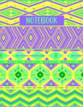 Paperback Notebook: Large Size College Ruled Purple Lemon Lime Tribal Pattern Cover - Blank Lined Interior Book