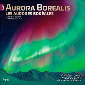 Aurora Borealis 2027 12 X 24 Inch (Hanging) Monthly Square Wall Calendar Foil Stamped Cover English/French Bilingual Plastic-Free