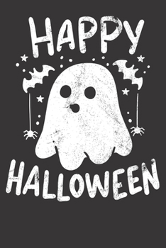 Paperback Notebook: Happy Halloween Ghost Funny Dot Grid 6x9 120 Pages Book