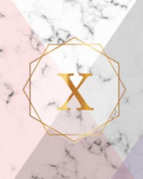 X: Initial Gift Luxury Marble Glossy Pink Purple Faux Gold Print Notebook (Initial Marble Notebooks)