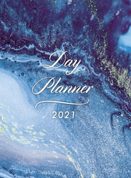 Hardcover Day Planner 2021 Daily Large: Hardcover Agenda 8.5" x 11" 1 Page per Day Planner Blue Marble January - December 2021 Dated Planner 2021 Productivity Book