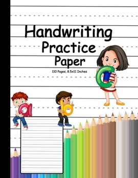 Paperback Handwriting Practice Paper-ABC kids: Handwriting Practice Paper for Kids with Dotted Lined Sheets for K-3 Students, 110 pages, 8.5x11 inches Book