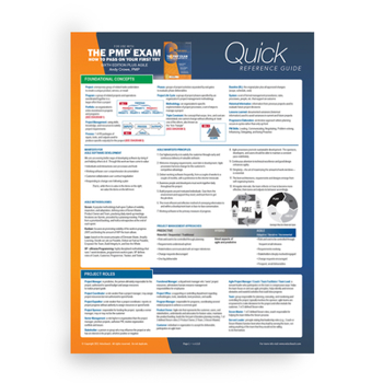Paperback Pmp Exam: Quick Reference Guide, Sixth Edition Plus Agile Book