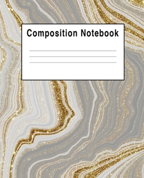 Paperback Composition Notebook: Gold Faux Sparkle Glitter Veins Rock Book