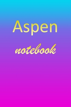 Aspen: Blank Notebook | Wide Ruled Lined Paper Notepad | Writing Pad Practice Journal | Custom Personalized First Name Initial A Blue Purple Gold  | ... Homeschool & University Organizer Daybook