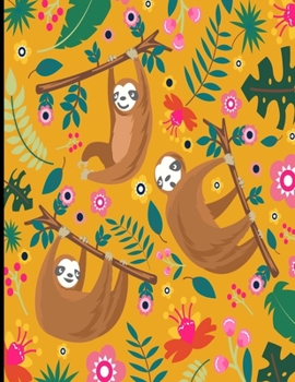 Paperback Alexis: Orange Sloth Notebook, 366 Pages College Ruled Sloth Notebook, Cute Sloth Cover Note Pad Book