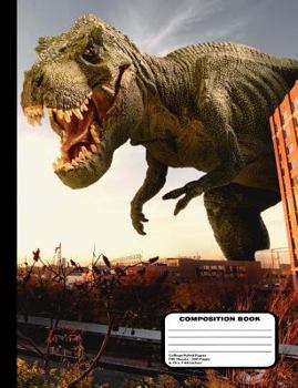 Paperback Dinosaur Attacks and Fighter Jets Defend Composition Notebook College Ruled 200 pages / 100 sheets, 9-3/4" x 7-1/2" Book