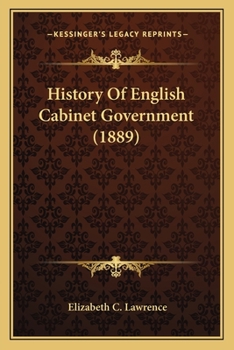 Paperback History Of English Cabinet Government (1889) Book