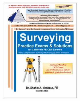 Spiral-bound Surveying Practice Exams and Solutions For California PE Civil License, 2nd Edition Book